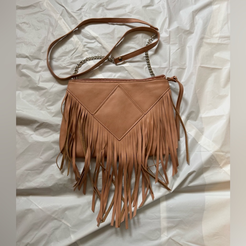 Fringe Tan faux leather Shoulder/crossbody Bag